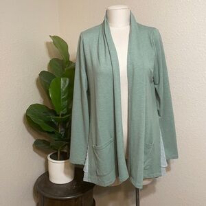 Logo by Lori Goldstein | sage green logo lounge open front cardigan